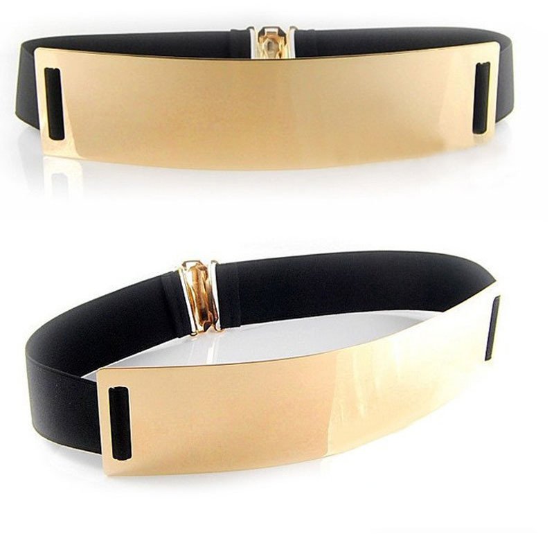 Korean Style Gold Metal Mirror Matching Wedding Dress Lady Belts Stretch