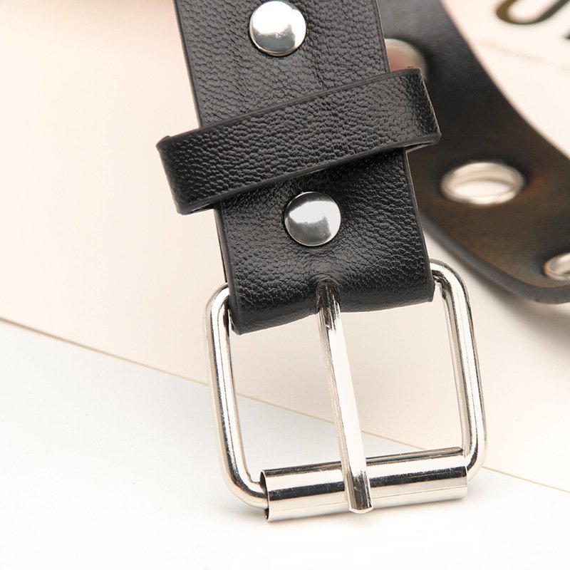 Factory Sale Customized Women's Men's Unisex Fashion Rivet Western Belt Punk Metal Buckles ladies waist belt
