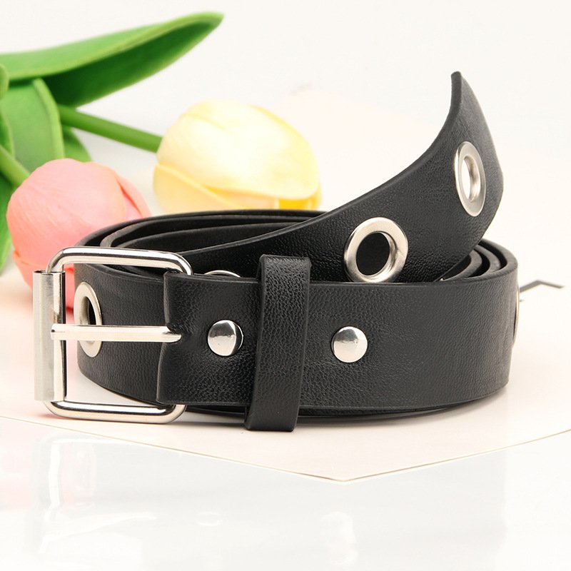 Factory Sale Customized Women's Men's Unisex Fashion Rivet Western Belt Punk Metal Buckles ladies waist belt