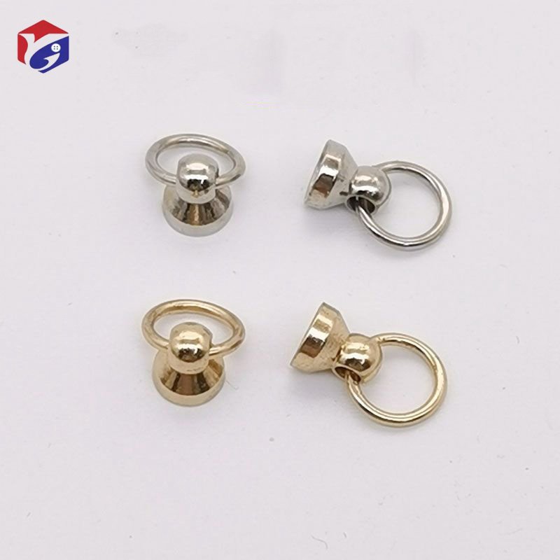 Screw Back Rivet Stud Silver Round Head Nail with Pull Ring DIY Accessory for Leather Craft Clothes Bags Hats Belts Phone DIY
