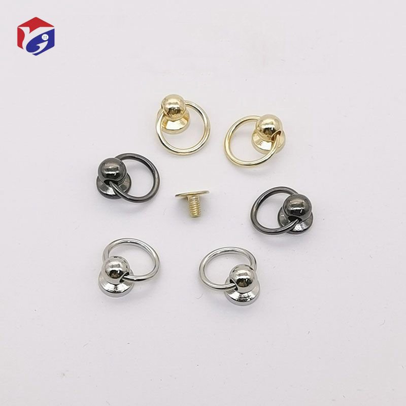 Screw Back Rivet Stud Silver Round Head Nail with Pull Ring DIY Accessory for Leather Craft Clothes Bags Hats Belts Phone DIY