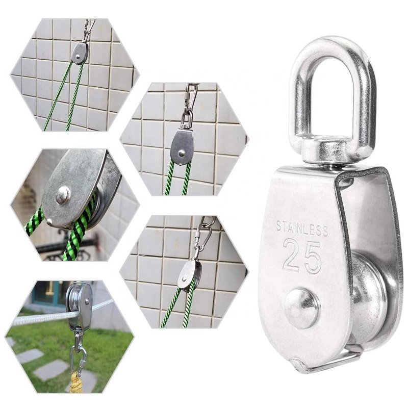 FULE Wholesale Rope Roller Climbing Dielectric Pully Reverse Lift Light Weight System N Tackle Swivel Pulley Block