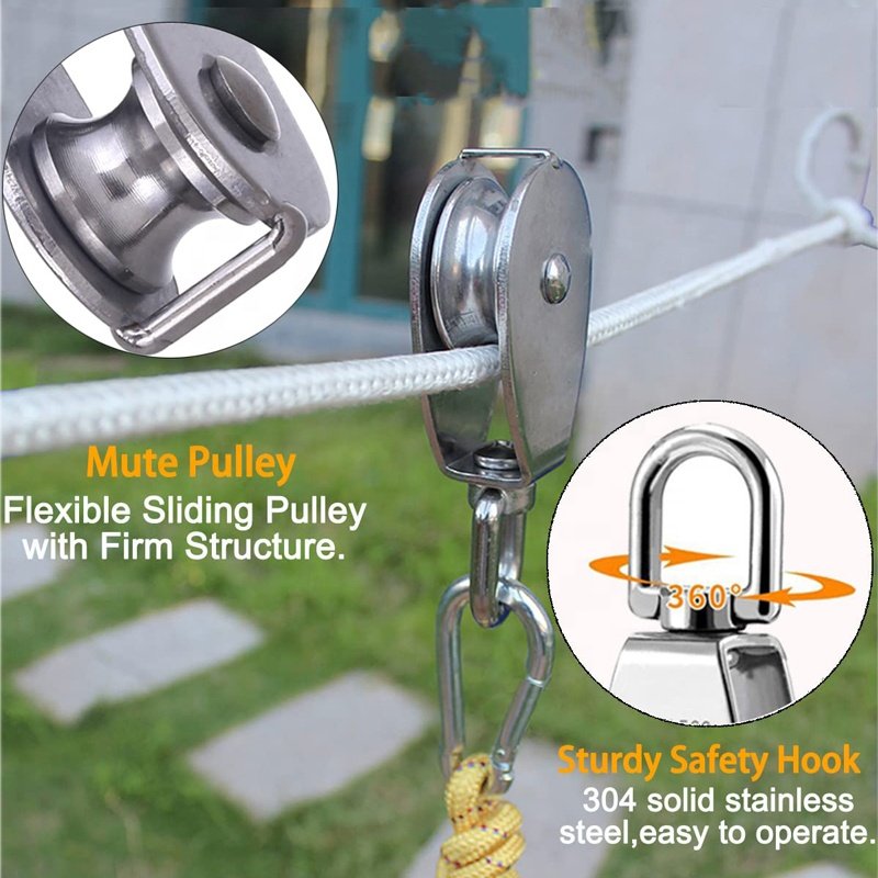 FULE Wholesale Rope Roller Climbing Dielectric Pully Reverse Lift Light Weight System N Tackle Swivel Pulley Block