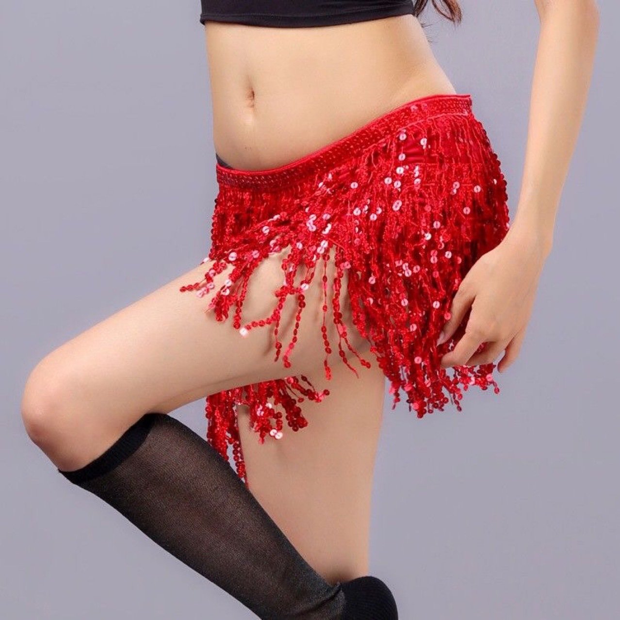 TY Belly dance beaded waist chain 4 layers sequin hip towel fringe waist belt Belly dance performance costume
