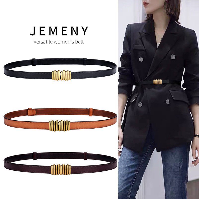 wholesale retro Genuine Leather belt thin waist belt chain Oemtailors adjust dress belt for women