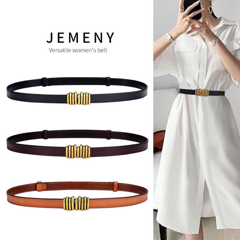 wholesale retro Genuine Leather belt thin waist belt chain Oemtailors adjust dress belt for women