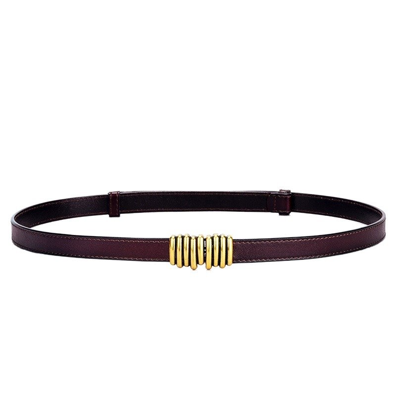 wholesale retro Genuine Leather belt thin waist belt chain Oemtailors adjust dress belt for women