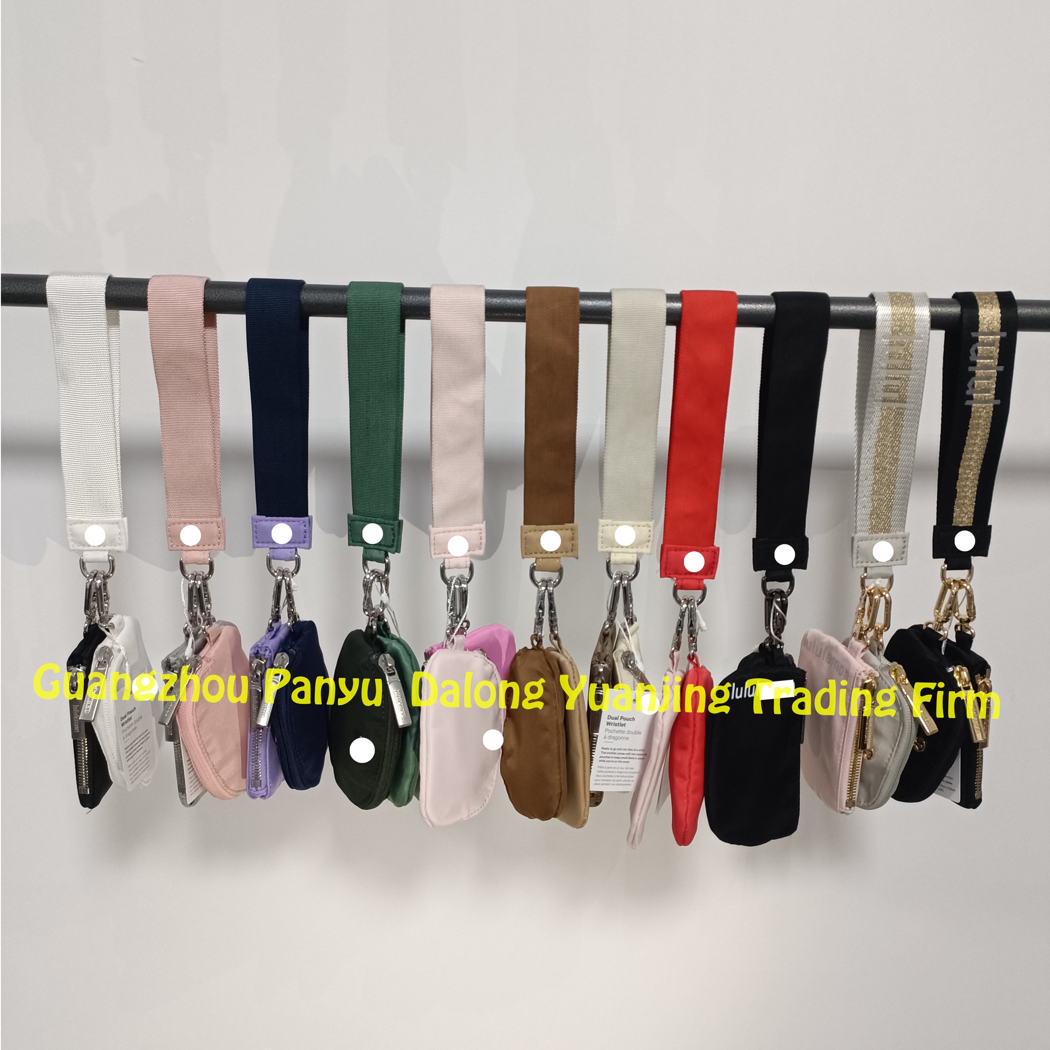 Luxury Fashion Double Wrist Wallet Coin Bag with lulu Logo Dual Pouch Wristlet Key Chain Bracelet Card Holder Wallet