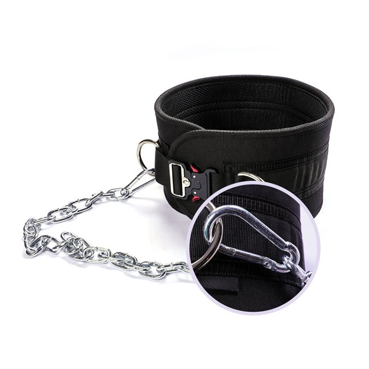 ZHOYA SPORT Thick Neoprene Weight Lifting With Chain Dipping Belt For Pull Up Chin Up Barbell Fitness Bodybuilding Gym Belt