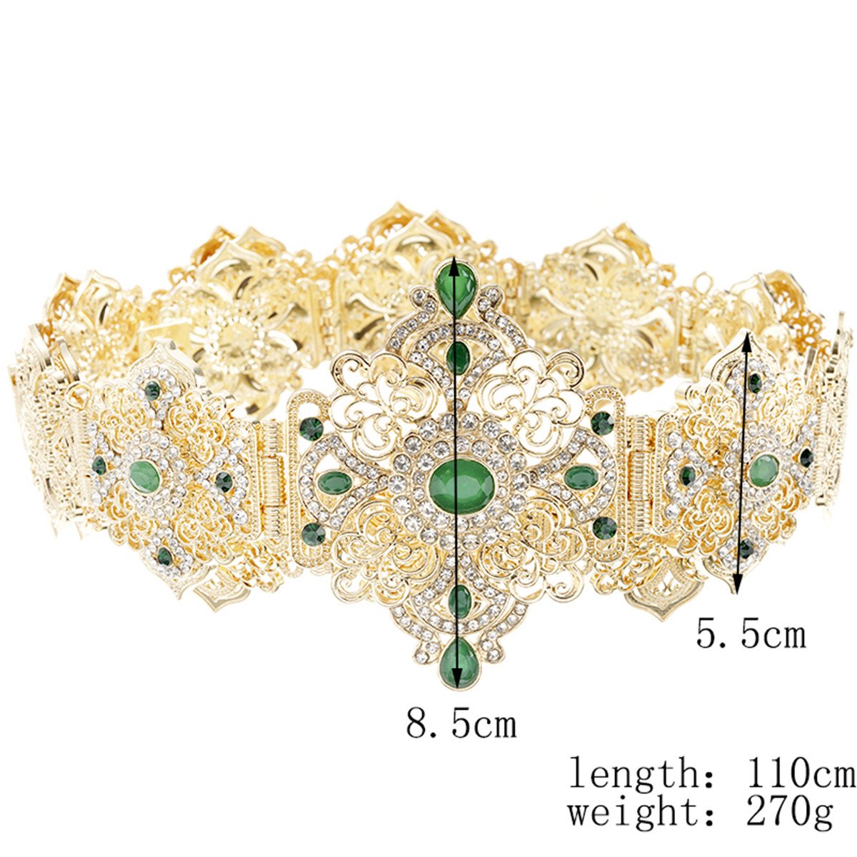 Classic Women's Body Jewelry Moroccan Style Metal Waist Chain Hollowed-Out Caftan Belt With Adjustable Length