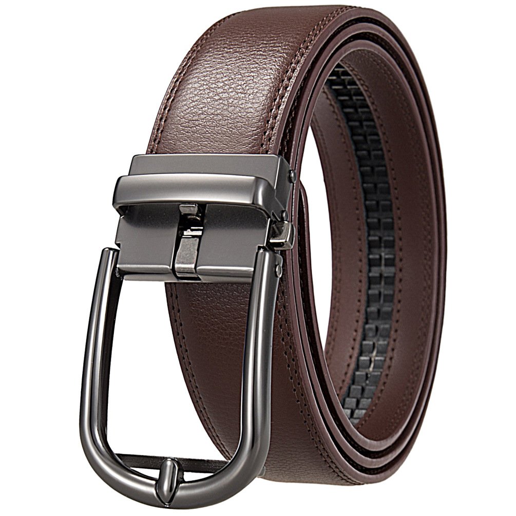 High Quality Simple Design Genuine Cowhide Leather Belt for Business Men Factory's Automatic Buckle Leather Belts