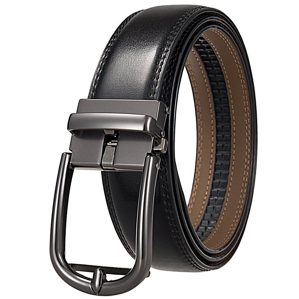 High Quality Simple Design Genuine Cowhide Leather Belt for Business Men Factory's Automatic Buckle Leather Belts