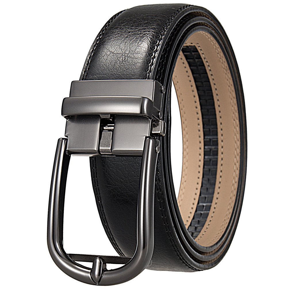 High Quality Simple Design Genuine Cowhide Leather Belt for Business Men Factory's Automatic Buckle Leather Belts