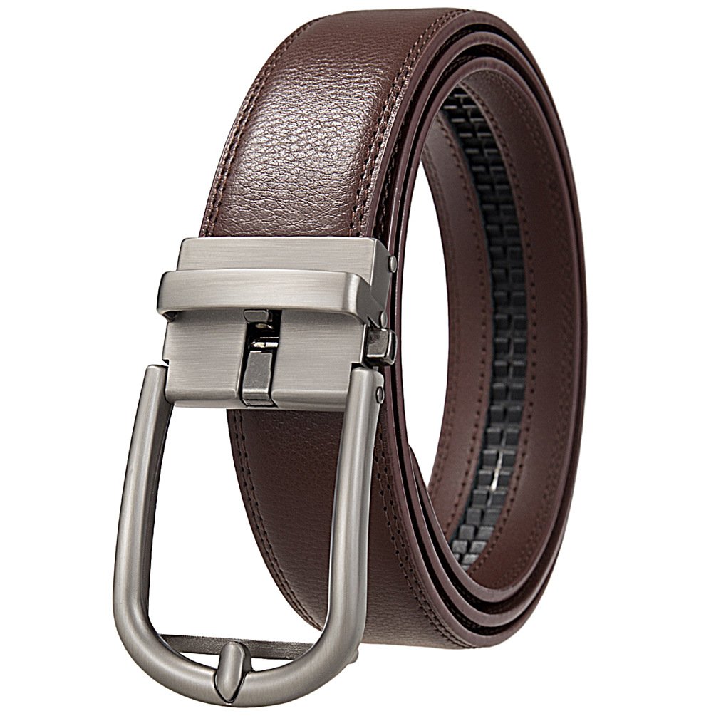High Quality Simple Design Genuine Cowhide Leather Belt for Business Men Factory's Automatic Buckle Leather Belts