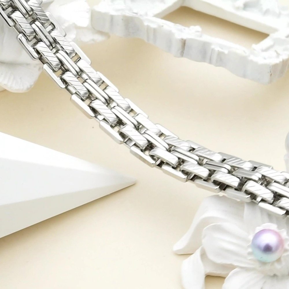 Hip-Pop Chunky Chain Watch Bracelet Stainless Steel Men, Personalized Jewelry Watch Stainless Steel Bracelet Set