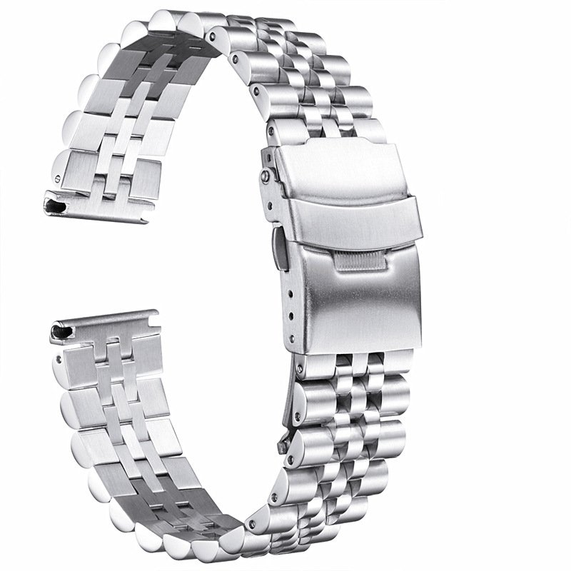 Wholesale Security Double Deployment Buckle Watch Band Belt 18/19/20/21/22/24/26/28/30mm Stainless Steel Watch Strap Custom Logo