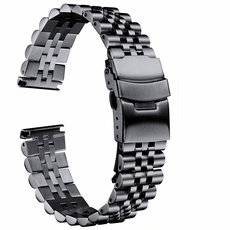 Wholesale Security Double Deployment Buckle Watch Band Belt 18/19/20/21/22/24/26/28/30mm Stainless Steel Watch Strap Custom Logo