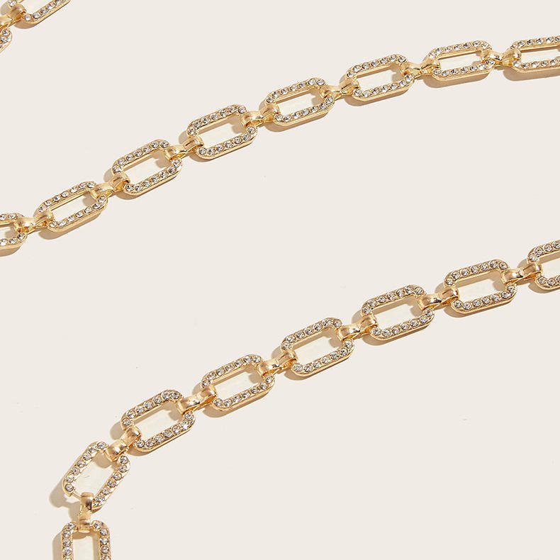 2024 New Fashion Women's Rhinestone Metal Slim Chain Versatile Dress Accessories Trendy Bright Bride Bling Waist Belt