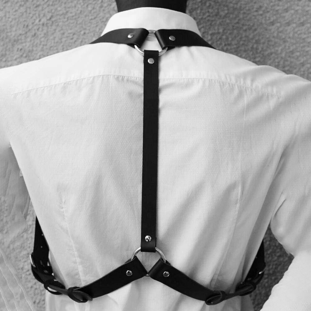 adjustable gay body black leather chest harness men body harness sexy leather harness