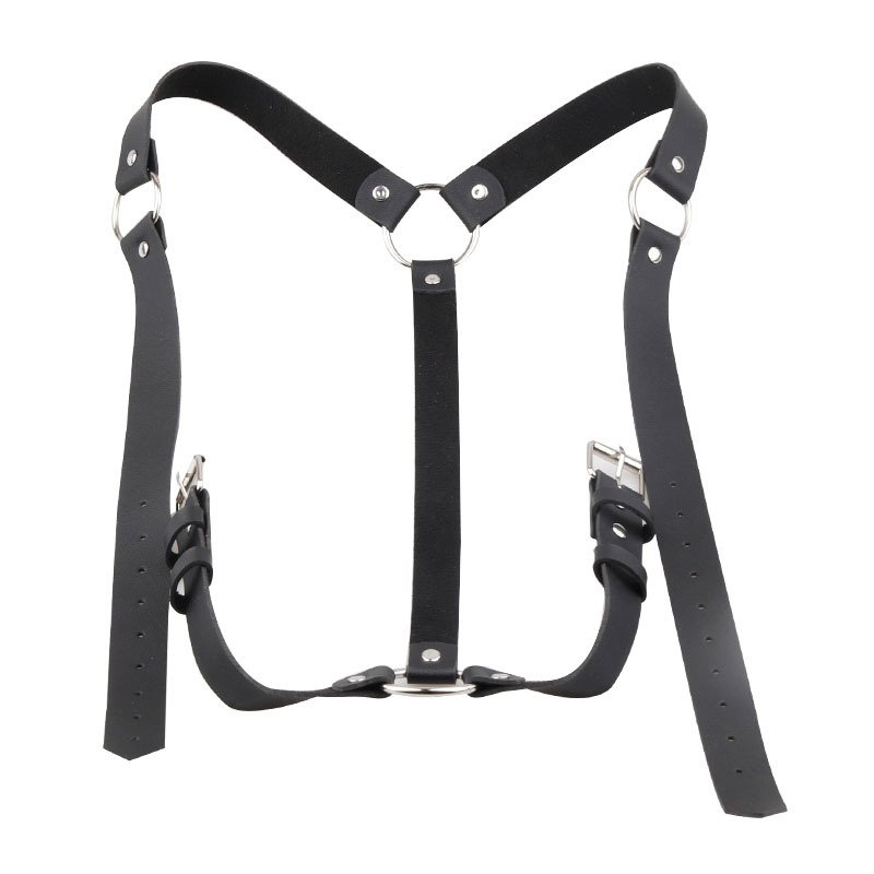 adjustable gay body black leather chest harness men body harness sexy leather harness