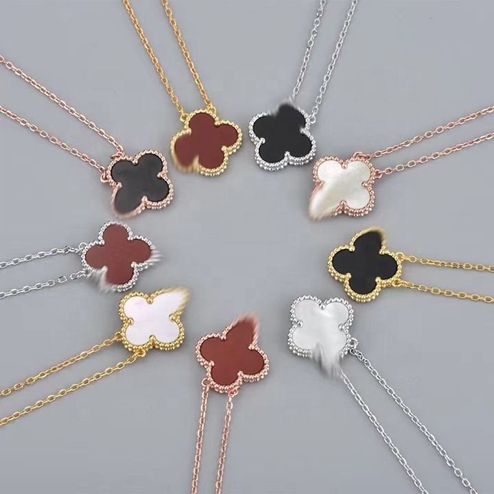 Wholesale 1:1 high-quality ladies' high-end jewelry Vn three leaf necklace, agate mother of pearl necklace wholesale