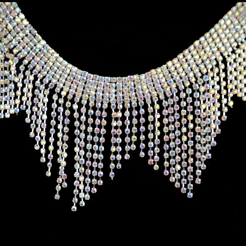 Womens fashion belts rhinestone roll chain crystal trim fringe for dress Tassel Droplet Water Diamond Necklace Rhinestone Chain