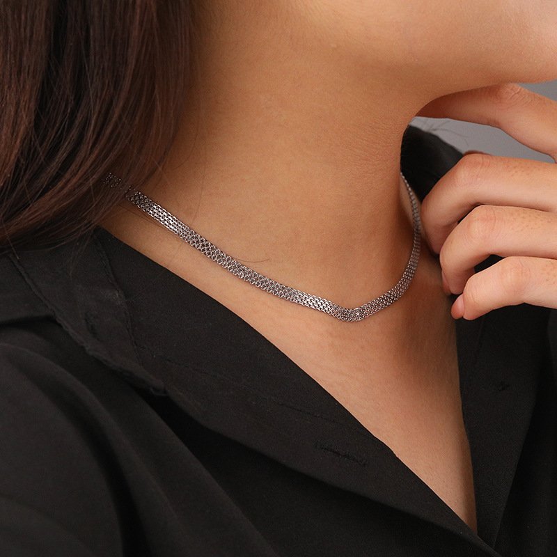 INS style simple 925 Sterling Silver watch belt Necklace Choker