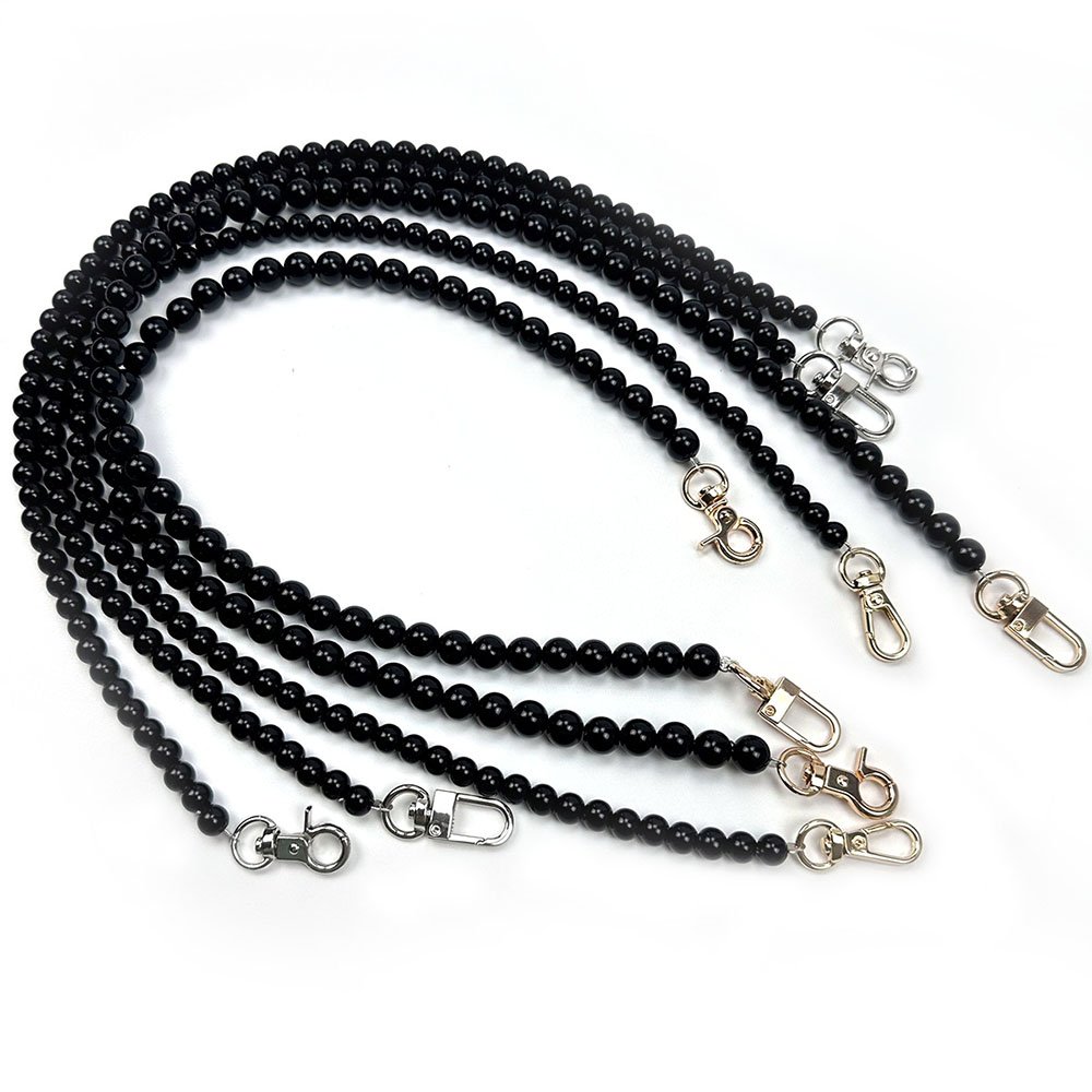 RW 8-14MM Black Imitation Pearl Bead Bag Chain Handle Bracelet Handbag Wallet Clutch Purses Crossbody Chain Replacement Straps