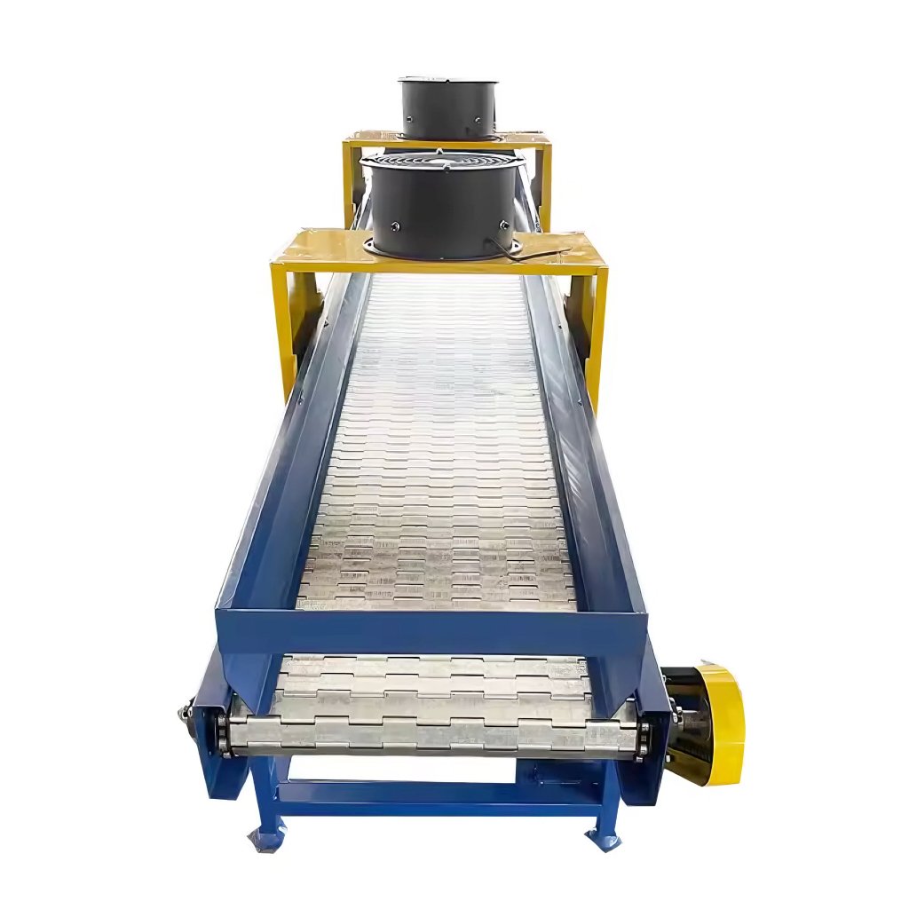 Hot Selling Stainless Steel Chain Conveyor Food Stall Cold Drying Line Air Cold Plate Chain Conveyor Metal Plate Chain Conveyor