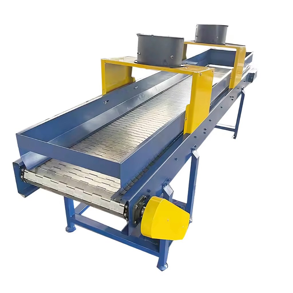 Hot Selling Stainless Steel Chain Conveyor Food Stall Cold Drying Line Air Cold Plate Chain Conveyor Metal Plate Chain Conveyor