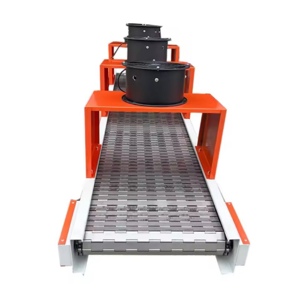 Hot Selling Stainless Steel Chain Conveyor Food Stall Cold Drying Line Air Cold Plate Chain Conveyor Metal Plate Chain Conveyor