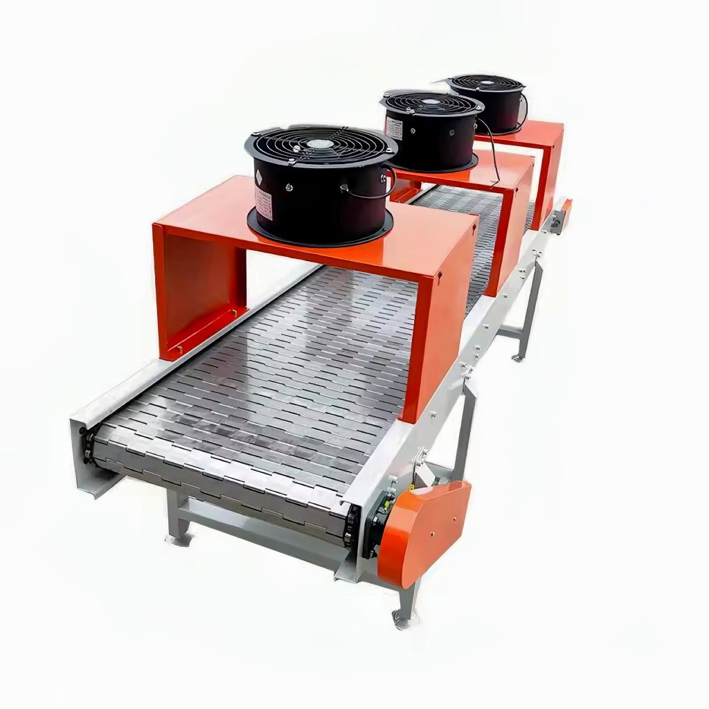 Hot Selling Stainless Steel Chain Conveyor Food Stall Cold Drying Line Air Cold Plate Chain Conveyor Metal Plate Chain Conveyor