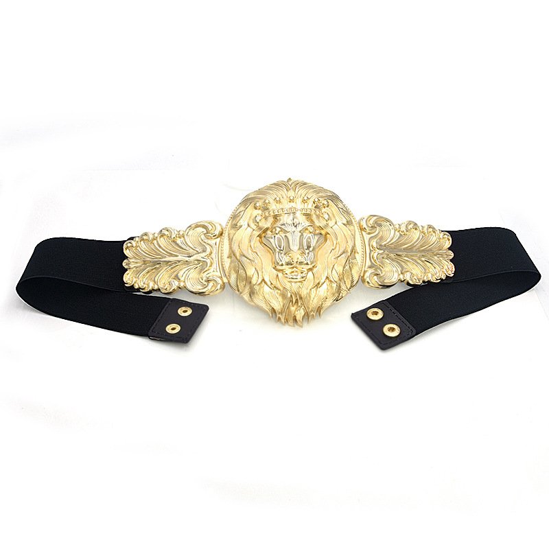 Wholesale Europe Explosion Summer Hottest Gold Plated Engraved Beauty Lion Belt Women Elastic belts