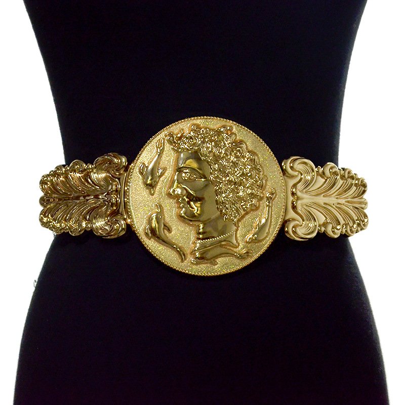 Wholesale Europe Explosion Summer Hottest Gold Plated Engraved Beauty Lion Belt Women Elastic belts