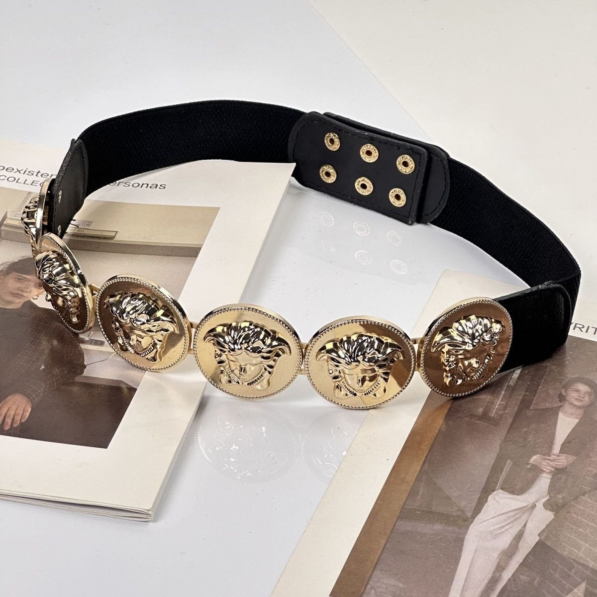 Wholesale Europe Explosion Summer Hottest Gold Plated Engraved Beauty Lion Belt Women Elastic belts