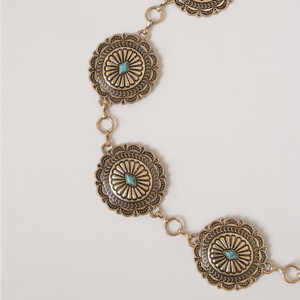 Hot Sale Women's Waist Chain Women's European And American Retro Silver Summer Dress Turquoise Metal Chain Belt