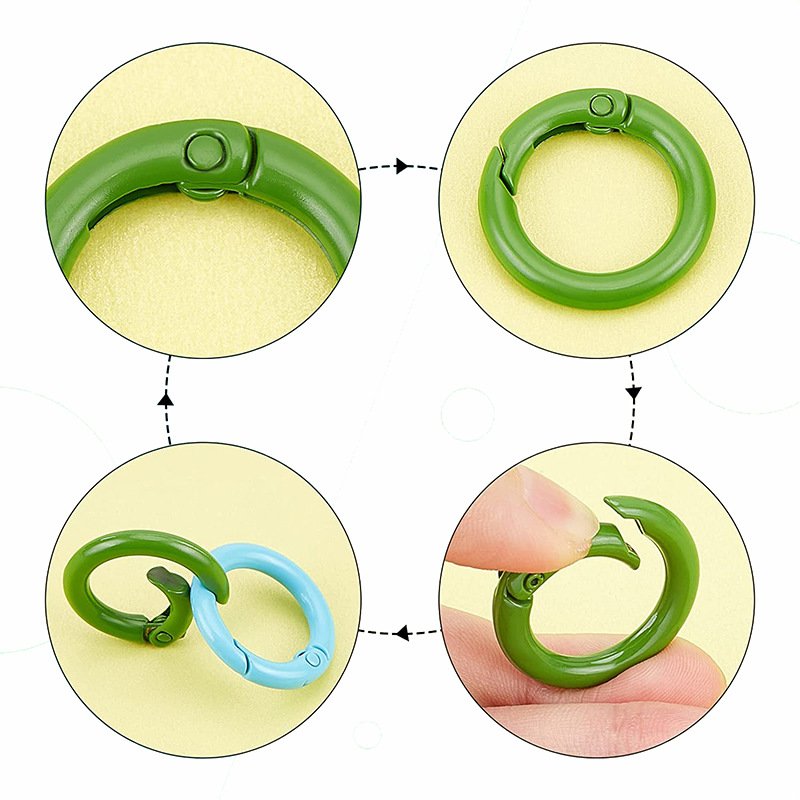 34mm Metal Round Carabiner Spring Gate O Ring Openable Keyring Leather Bag Belt Strap Chain Buckle Snap Clasp Clip