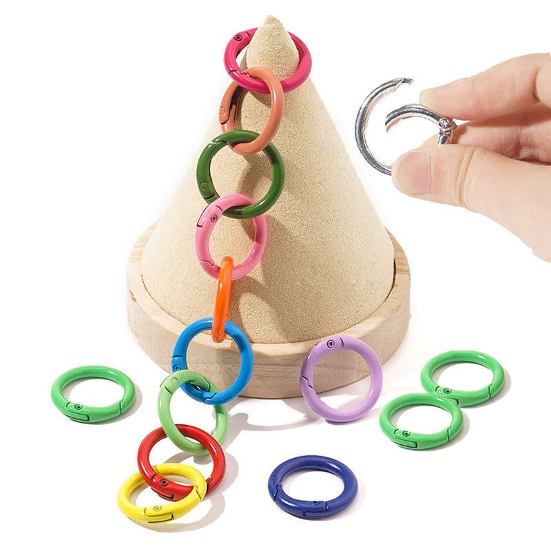 34mm Metal Round Carabiner Spring Gate O Ring Openable Keyring Leather Bag Belt Strap Chain Buckle Snap Clasp Clip