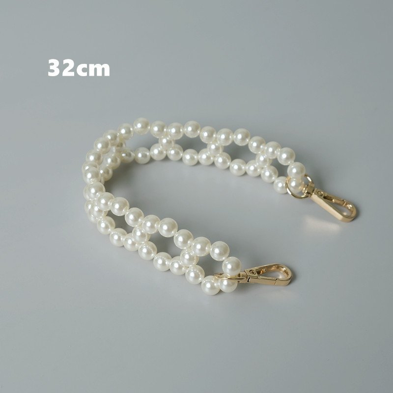 REWIN Luxury Handmade 10mm Braided Bead Cross Body Handbag Chain Woven Pearl Purse Chain Strap for Bag Handle