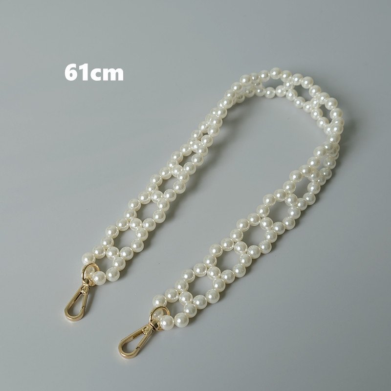 REWIN Luxury Handmade 10mm Braided Bead Cross Body Handbag Chain Woven Pearl Purse Chain Strap for Bag Handle
