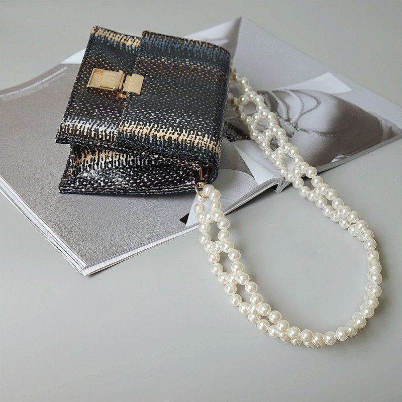 REWIN Luxury Handmade 10mm Braided Bead Cross Body Handbag Chain Woven Pearl Purse Chain Strap for Bag Handle