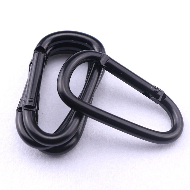 Aluminum Alloy Hooks Custom Logo 7# Promotional Metal Keychains All Matte Black Carabiner For Fishing Hiking Camping