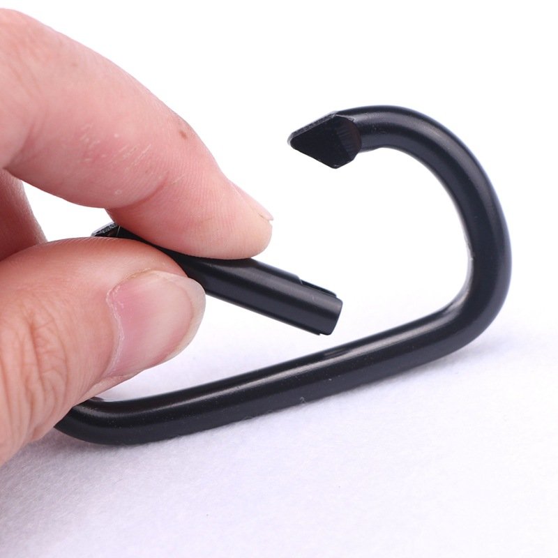 Aluminum Alloy Hooks Custom Logo 7# Promotional Metal Keychains All Matte Black Carabiner For Fishing Hiking Camping