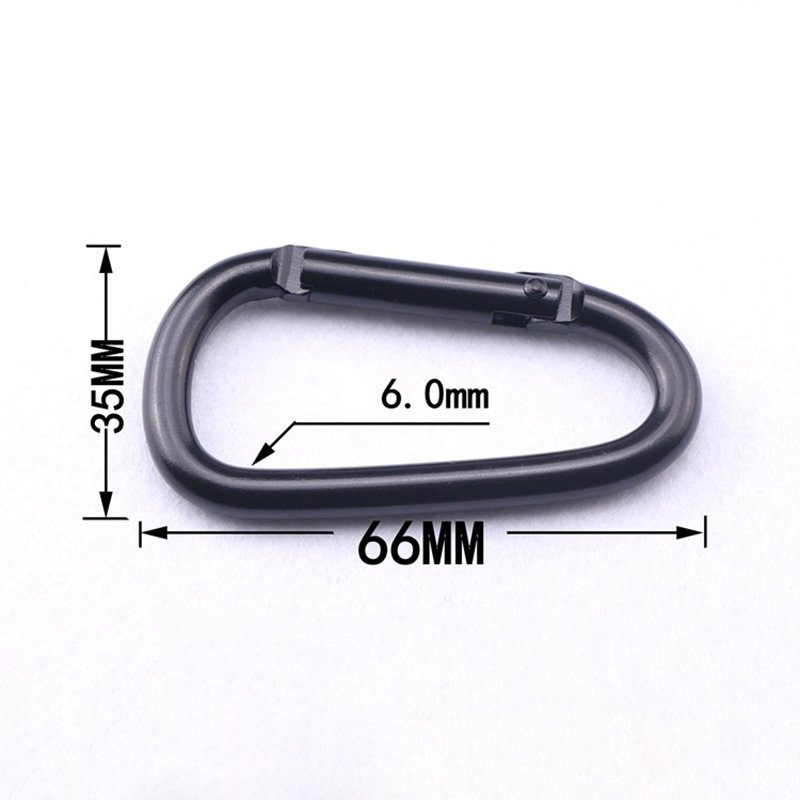 Aluminum Alloy Hooks Custom Logo 7# Promotional Metal Keychains All Matte Black Carabiner For Fishing Hiking Camping