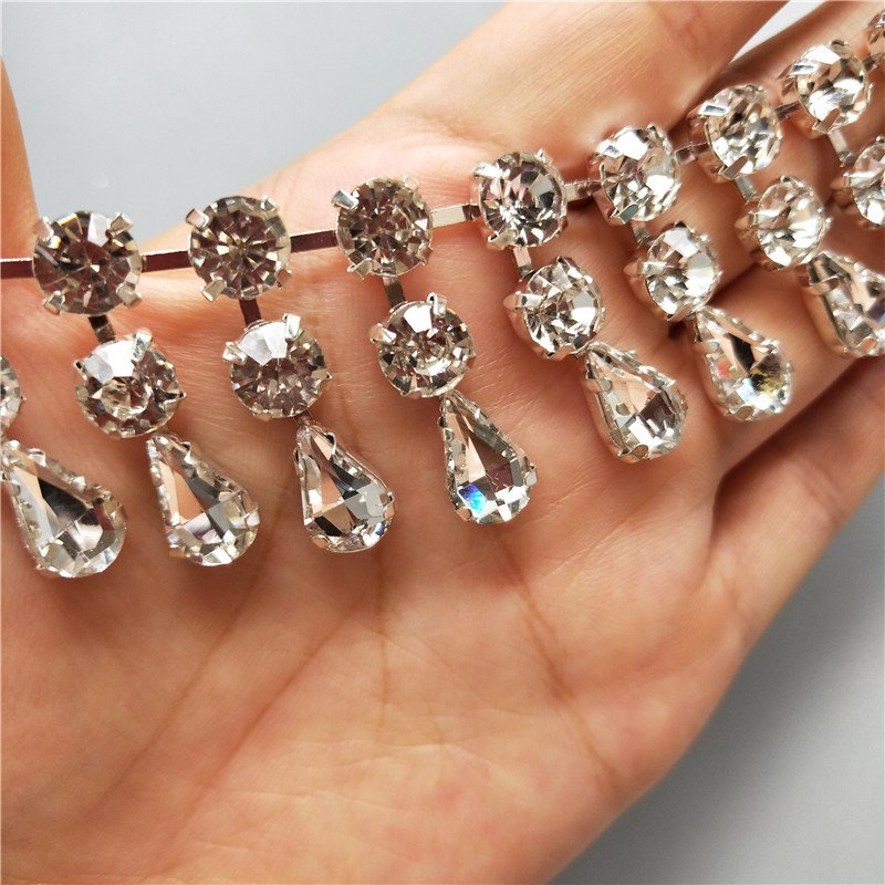 Honor of crystal Luxury Rhinestone Tassel Chain Trim Belt Crystal Pearl Diamante Rhinestone Chains For Clothes Shoes Decoration