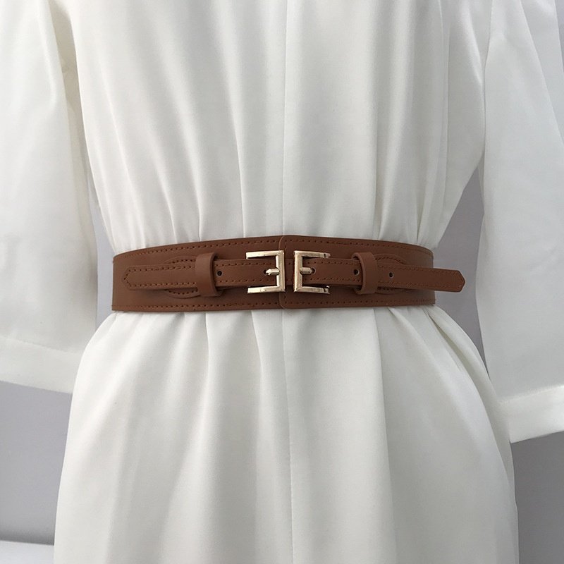 2024 Hot Sale Brown Pu Leather Fashion Belts For Women Luxury Fancy Dress Decoration Belt For Girl Party Dress Decoration