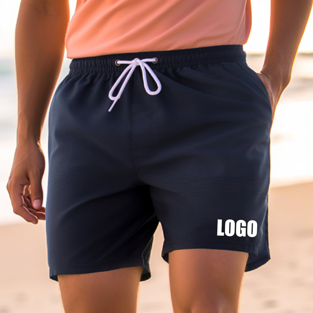 Wholesale Customized Logo Solid Color Beachwear Casual Summer Men Trunk Swim Wear Swim Shorts Pants