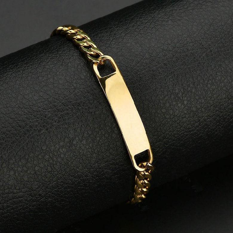 Minimalist Personalized Cuban Chain 18K Gold Plated Stainless Steel Strip Charm Bracelet Bangles Women Men Trendy Punk Jewelry