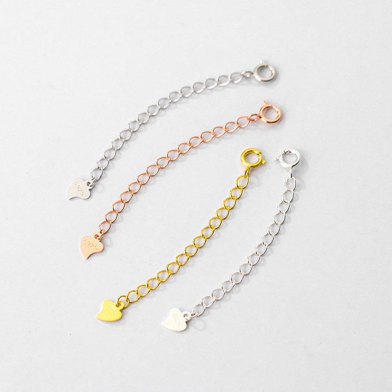 S925 Sterling Silver Plated Gold Belt Spring Buckle Tail Chain DIY 3-5 cm Extension Chain Jewelry Making Findings