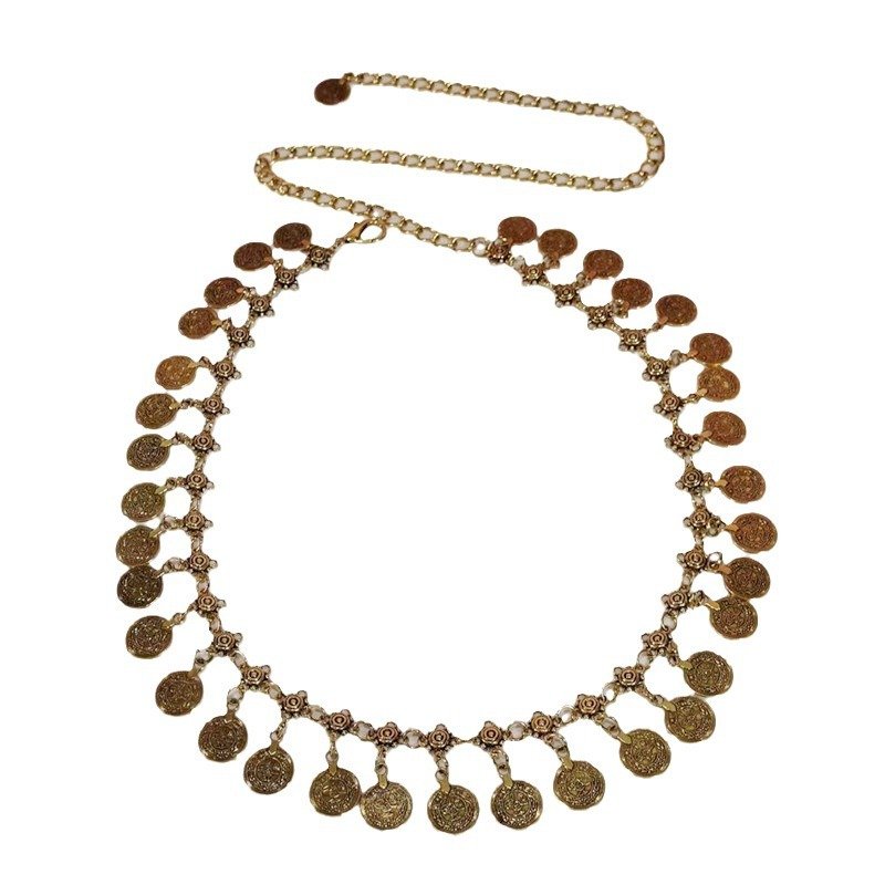 Europe And The United States Vintage Round Piece Fringe Coin Waist Chain Fashion Decoration Dress Belt